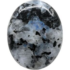Rainbow Moonstone Palm Stone Crystal - Polished Gemstone | Genuine Rainbow Moonstone (Healing Crystals and Stones)