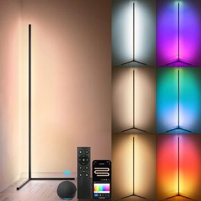 RGB Smart LED Floor Lamps for Living Room, Compatible with Alexa, Google Home, 69" Tall Modern Standing Lamp for Bedroom with Remote & WiFi APP Control, 2700k-6500k Corner Lamp with Linen Lampshade