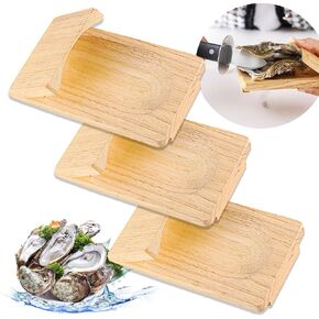 3-Packs Oyster Shucking Clamp, Wood Shucking Clamp Oyster Shucking Protector, Wooden Holder Oyster Shucking Clamp, Oyster Opener Tool for Kitchen Home