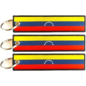 JAVD Venezuela Flag Keychain Tag with Key Ring - Keys, Cars, Motorcycles, Backpacks, Luggage and Gifts - EDC (3 Pack)