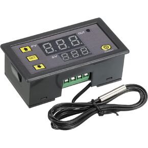 MECCANIXITY AC110-220V LED Digital Temperature Controller Thermostat Meter Heating Cooling -20 to 100°C W3230 Relay Output with NTC Temperature Probe Waterproof