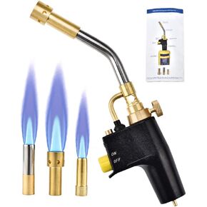 SEAAN Propane Torch Head with 3 Tips, Trigger Start Mapp/Map Gas Torch W/Push Button Igniter, Welding Torch Head for MAPP, MAP/PRO Fuel Cylinder