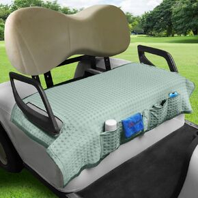 Summer Yamaha Golf Cart Seat Covers Cooling Ice Silk Golf Cart Seat Blanket for Yamaha G2,G8,G9,G16,G19,G22,G29 4 Pockets Seat Blanket for 2-Person Seats, Keeps Seat Cool and Clean