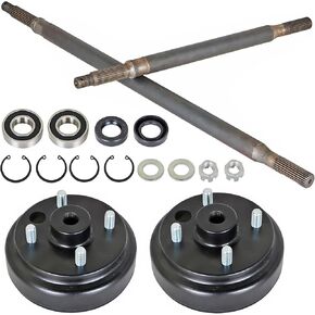 Golf Cart Rear Axle + Brake Hub Drum Assembly Kit 24 spline Replacement for EZGO Electric 1982+, Gas 2 Cycle 1982-1993