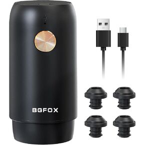 Electric Wine Saver Pump with 4 Reusable Vacuum Wine Stoppers, Rechargeable Automatic Wine Bottle Sealer Preserver for Keeps Wine Fresh USB Type-C Charging