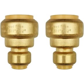 HQMPC Push Fit PEX Fittings Straight Coupling 1/2"x1, Push-to-Connect Copper, CPVC,No lead Brass Plumbing Fittings (2PCS 1/2"x1")
