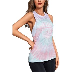 SweatyRocks Women's Yoga Tank Top Letter Printed Crewneck Sleeveless Sports Workout Tops