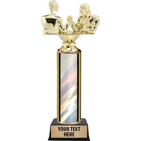 9.5" Arm Wrestling Trophies - Arm Wrestling Double Male Silver Trophy Awards Prime