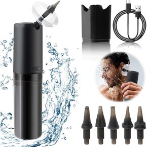 Electric Ear Irrigation Flushing System,Clear LED Display with 5 Reusable Replacement Tips,4 Pressure Settings,Water Powered Ear Cleaner,Waterproof-Ear Wax Removal