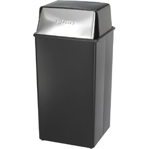 Safco Products 9895 Reflections by Safco Push Top Waste Receptacle, 36-Gallon, Black