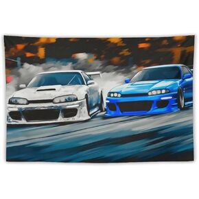 josnmre S13 S15 Drift Car Jdm Tapestry Wall Hanging for Bedroom Aesthetic Art Home Decor Dorm Classroom Living Room Tapestries 40"x60"
