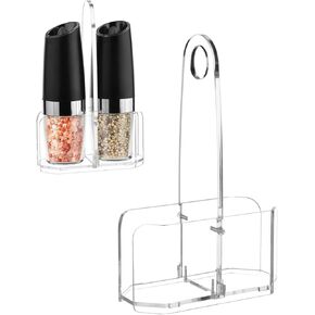 Beautyflier Salt and Pepper Grinder Set Holder Stand, Premium Acrylic Holder for Gravity Electric Pepper and Salt Grinder Set, Storage Holder Fit Grinders up to 2.2 IN in Diameter (Holder Only)