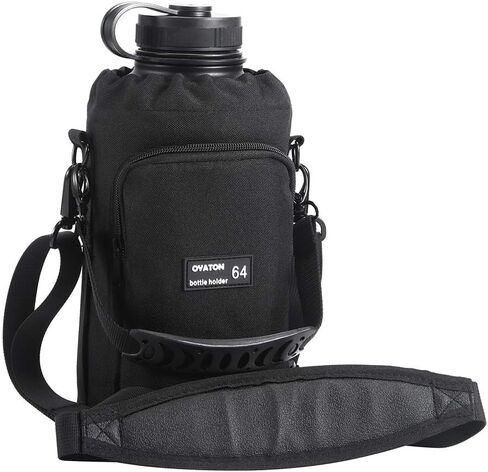 حامل زجاجة مياه مع حزام لزجاجات 32oz - 64oz، حقيبة حامل زجاجات المياه مع جيب ومقبض للمشي والسفر والمشي لمسافات طويلة (باستثناء الزجاجة) in Kuwait