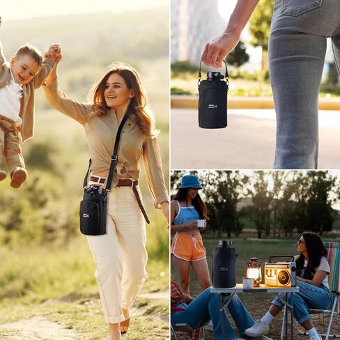 حامل زجاجة مياه مع حزام لزجاجات 32oz - 64oz، حقيبة حامل زجاجات المياه مع جيب ومقبض للمشي والسفر والمشي لمسافات طويلة (باستثناء الزجاجة) in Kuwait