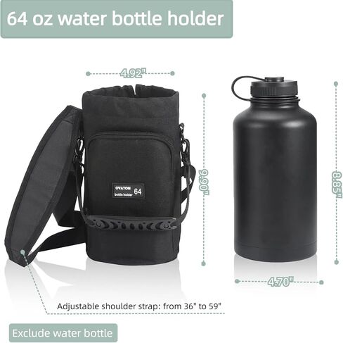 حامل زجاجة مياه مع حزام لزجاجات 32oz - 64oz، حقيبة حامل زجاجات المياه مع جيب ومقبض للمشي والسفر والمشي لمسافات طويلة (باستثناء الزجاجة) in Kuwait