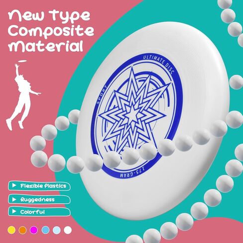 Ultimate Flying Disc 175g,Adult Sport Disc Set for Competitive and Pro Players,Includes 1 Glow in The Dark Ultimate Disc for Beach Pool Game, Camping and Backyard (6 Color Set) in Saudi Arabia