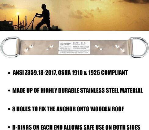 18-Inch Steel Permanent Roof Anchor Bracket with Dual D-Ring For Industrial/Construction ANSI Complaint in Saudi Arabia