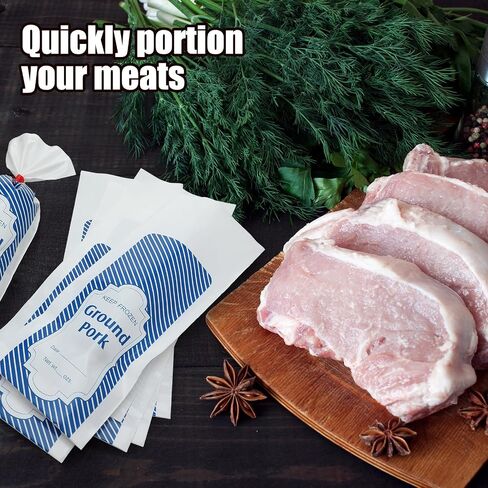 Cholemy 1 lb 1000 Pcs Blue Plaid Ground Pork Freezer Bags Polyethylene Sausage Meat Bags for Freezer Storage Dry Age Bags for Meat with 2 Bag Sealing Tapes Your Ground Meat Packaging System in Saudi Arabia