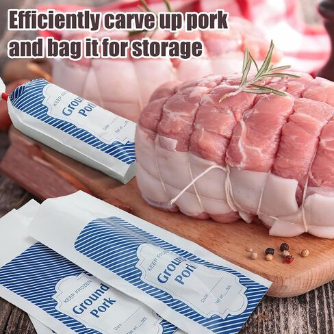 Cholemy 1 lb 1000 Pcs Blue Plaid Ground Pork Freezer Bags Polyethylene Sausage Meat Bags for Freezer Storage Dry Age Bags for Meat with 2 Bag Sealing Tapes Your Ground Meat Packaging System in Saudi Arabia