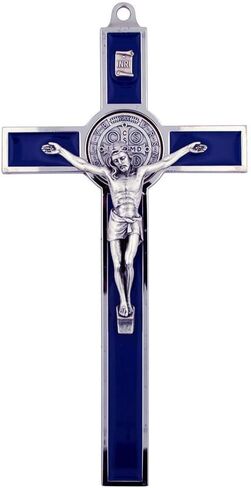 VILLAGE GIFT IMPORTERS 8" Extra Large Saint Benedict Crucifix | 7 Colors | Perfect Wall Cross | San Benito Medal | Christian Home Goods (Black) in Saudi Arabia