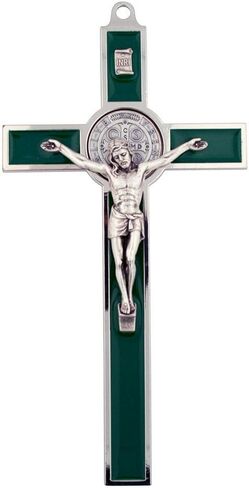 VILLAGE GIFT IMPORTERS 8" Extra Large Saint Benedict Crucifix | 7 Colors | Perfect Wall Cross | San Benito Medal | Christian Home Goods (Black) in Saudi Arabia