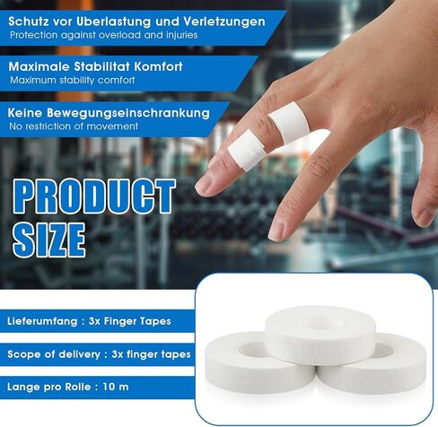 Finger Tape, 0.5 Inch x 10 Yard White Athletic Tape Extra Strong Adhesive, 3 Rolls Sport Tape, Medical Tape, Foot Tape for Rock Climbing, Grappling, Basketball, Lifters and BJJ Finger Tape in Saudi Arabia