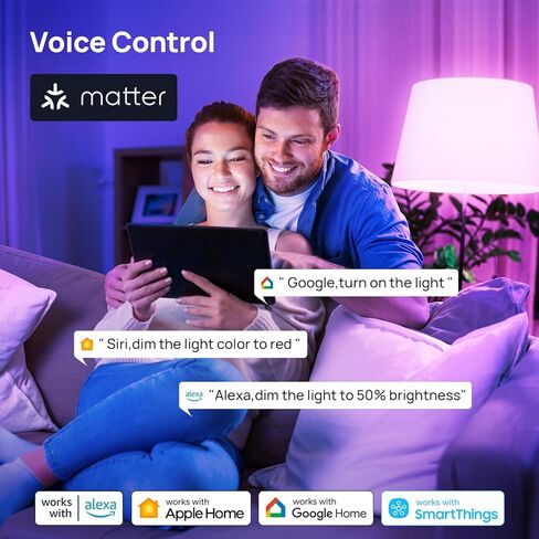 مصابيح الإضاءة الذكية Consciot، لمبة إضاءة LED متغيرة اللون بتقنية WiFi Bluetooth، مزامنة الموسيقى، لمبة ذكية مكافئة 60 وات، مصابيح إضاءة A19 E26 RGBTW تعمل مع Alexa/Google Home/Apple Home/Siri، 3 عبوات in Kuwait