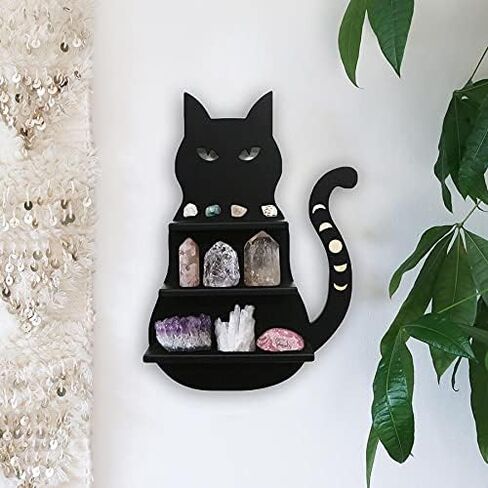 FF&YY Cute Black Cat Wall Shelf,Crystal Moon Shelf Decorative for Living Room,Dinning Room,Bed Room,Bath Room,Kids Room(Patent No.VA0002292241) in Saudi Arabia