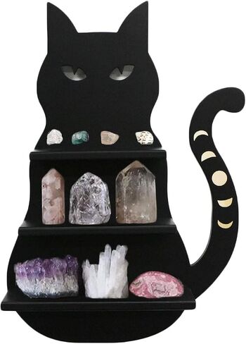 FF&YY Cute Black Cat Wall Shelf,Crystal Moon Shelf Decorative for Living Room,Dinning Room,Bed Room,Bath Room,Kids Room(Patent No.VA0002292241) in Saudi Arabia