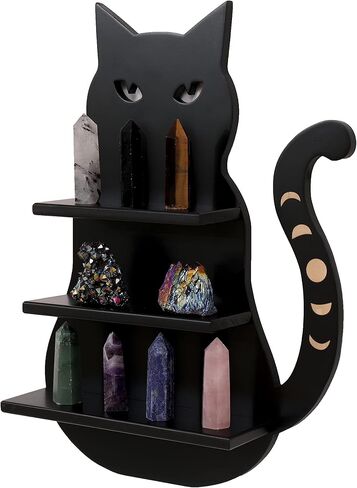 FF&YY Cute Black Cat Wall Shelf,Crystal Moon Shelf Decorative for Living Room,Dinning Room,Bed Room,Bath Room,Kids Room(Patent No.VA0002292241) in Saudi Arabia