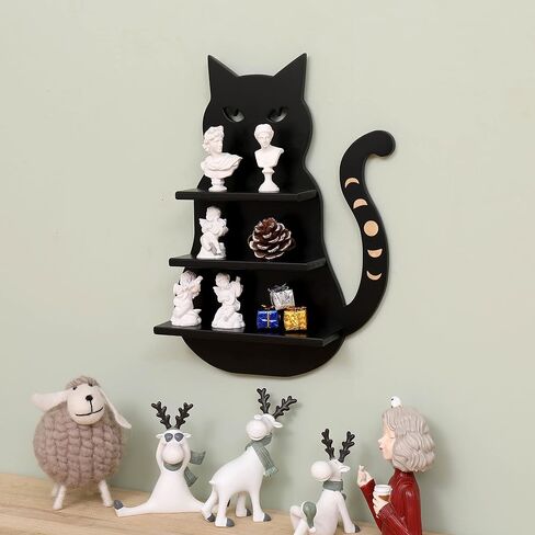FF&YY Cute Black Cat Wall Shelf,Crystal Moon Shelf Decorative for Living Room,Dinning Room,Bed Room,Bath Room,Kids Room(Patent No.VA0002292241) in Saudi Arabia