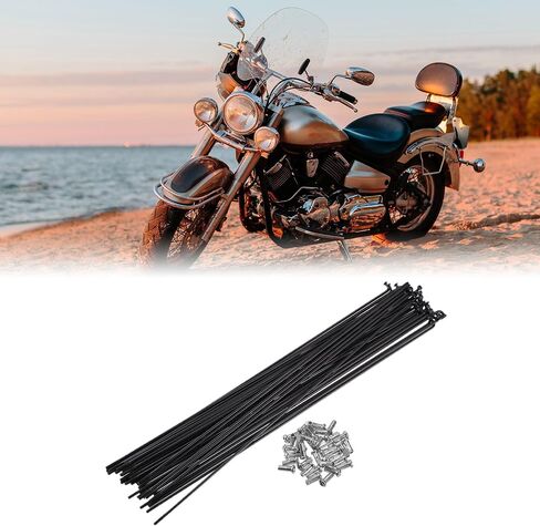 X AUTOHAUX 40 Pcs Bicycle Steel Spokes 13G Bike Spoke 134mm Length with Nipples for Most Bicycle in Kuwait