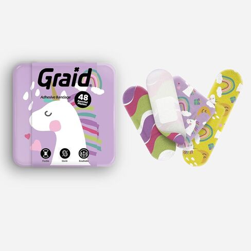 Kids Bandages | Adhesive Flexible Fabric Waterproof Bandages | Assorted Shapes for Minor Cuts, Scrapes, and Wounds | Colorful and Fun First Aid Tin | Pastel - 48 Count in Saudi Arabia