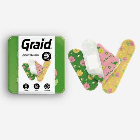 Kids Bandages | Adhesive Flexible Fabric Waterproof Bandages | Assorted Shapes for Minor Cuts, Scrapes, and Wounds | Colorful and Fun First Aid Tin | Pastel - 48 Count in Saudi Arabia