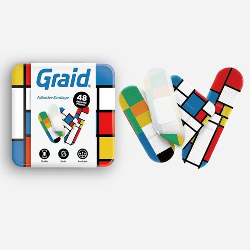 Kids Bandages | Adhesive Flexible Fabric Waterproof Bandages | Assorted Shapes for Minor Cuts, Scrapes, and Wounds | Colorful and Fun First Aid Tin | Pastel - 48 Count in Saudi Arabia