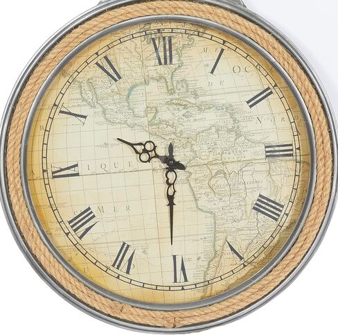 Deco 79 Metal Pocket watch Style Wall Clock with Rope Accent, 21" x 2" x 30", Brown in Saudi Arabia