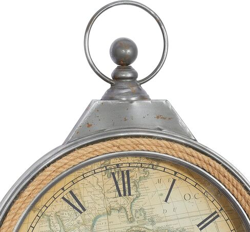 Deco 79 Metal Pocket watch Style Wall Clock with Rope Accent, 21" x 2" x 30", Brown in Saudi Arabia
