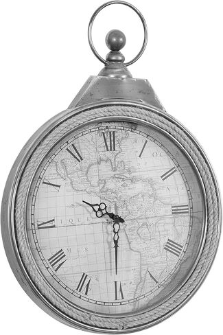 Deco 79 Metal Pocket watch Style Wall Clock with Rope Accent, 21" x 2" x 30", Brown in Saudi Arabia