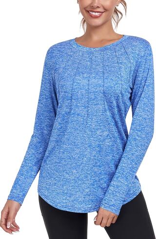 Women Long Sleeve Shirts, Sport Workout Shirt Crewneck, Lightweight Quick Dry Hiking Athletic Tops in Saudi Arabia