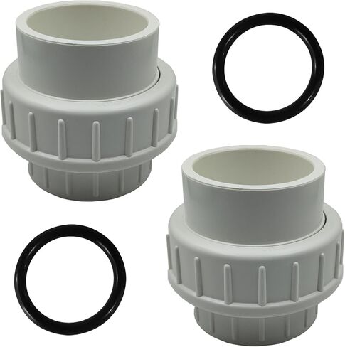 2Pcs PVC Union Pipe Fitting, 2 inch PVC Slip Union Coupling Adapter, PVC Union Coupling Fittings Set with Slip Socket Port Connection, PVC Union for Swimming Pools and Outdoor Plumbing Application in Saudi Arabia