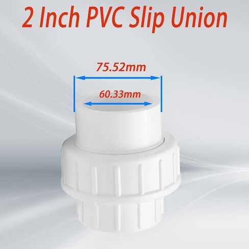 2Pcs PVC Union Pipe Fitting, 2 inch PVC Slip Union Coupling Adapter, PVC Union Coupling Fittings Set with Slip Socket Port Connection, PVC Union for Swimming Pools and Outdoor Plumbing Application in Saudi Arabia