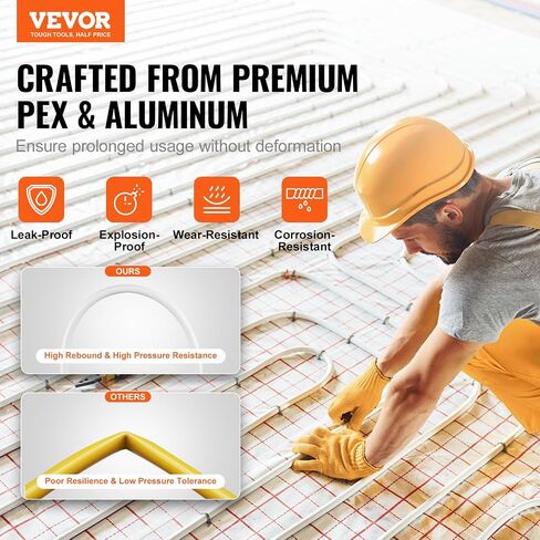 أنبوب VEVOR PEX-AL-PEX، 82 قدمًا، 5/8 بوصة قطر أنبوب مركب من الألومنيوم والبلاستيك حاجز الأكسجين أنبوب PEX للأرضية المشعة، سمك 0.08 بوصة سباكة أرضية حرارية مشعة 25 مترًا من طبقة الألومنيوم الداخلية أنبوب أنابيب PEX in Saudi Arabia