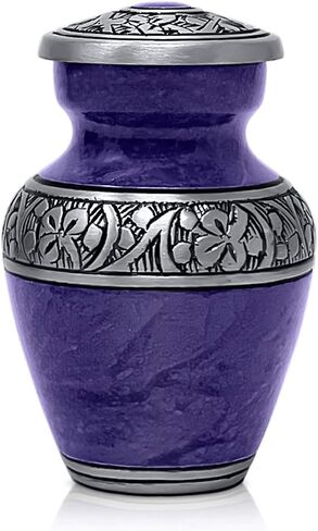 جرة حرق الجثث من سمارت تشويس للرماد البشري، مزهرية جنازة تذكارية للبالغين مع غطاء آمن، جرة للبالغين مصنوعة يدويًا باللون الأرجواني الملكي (جرة حرق الجثث التذكارية) in Kuwait