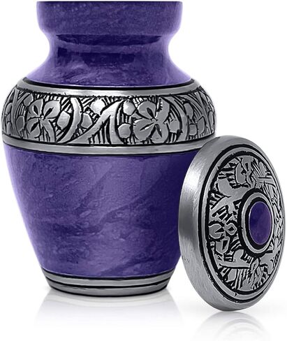 جرة حرق الجثث من سمارت تشويس للرماد البشري، مزهرية جنازة تذكارية للبالغين مع غطاء آمن، جرة للبالغين مصنوعة يدويًا باللون الأرجواني الملكي (جرة حرق الجثث التذكارية) in Kuwait