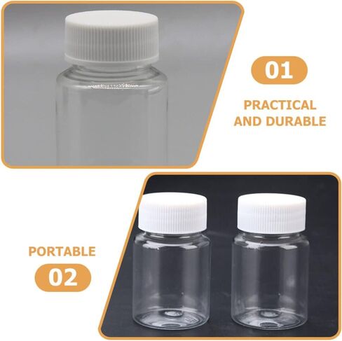 Kichvoe Plastic Containers 40pcs Empty Pill Bottles with Caps Plastic Medicine Container Clear Pill Bottle for Liquid 80ml in Saudi Arabia