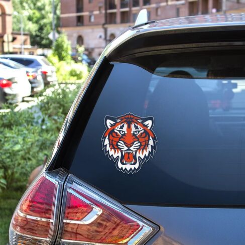 Tiger Mascot Head Baseball Detroit Sport Car Bumper Sticker Decal 5'' X 5'' in Saudi Arabia