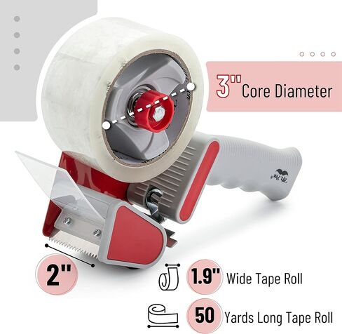 Mr. Pen- Packing Tape Dispenser Gun 2-Inch, 2 Pack with 2 Rolls Tape, Black, Heavy Duty Packing Tape with Dispenser, Packaging Tape, Clear Packing Tape, Tape Gun for Packing Boxes, Moving Tape in Saudi Arabia