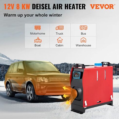 Diesel Air Heater, 12 V 5KW All in One Bunk Parking Heater, with Remote Control, LCD Thermostat Monitor, Silencer and Large Air Outlet for RV Trucks Bus and Trailer in Saudi Arabia