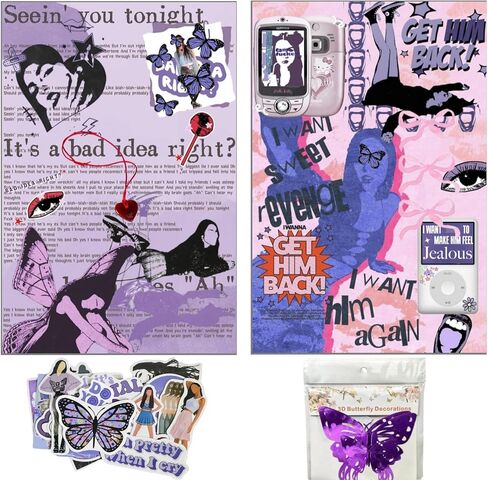 UrsaMajor Olivia Merch 2 قطعة ملصقات Liv مقاس 12 × 18 بوصة مجموعة ألبوم موسيقى Merch مجموعة ملصقات جدارية جمالية لديكور الغرفة تتضمن 25 قطعة من الملصقات و12 قطعة ثلاثية الأبعاد لتزيين الفراشة هدية زيتون رود in Kuwait