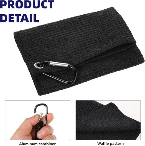 Mozeat Lens Golf Towel with Clip Black Absorbent Microfiber Waffle Pattern Golf Towel for Golf Bags for Men Women in Saudi Arabia